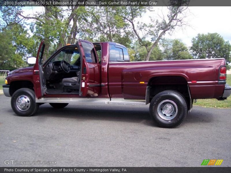 Dark Garnet Red Pearl / Mist Gray 2000 Dodge Ram 3500 SLT Extended Cab 4x4 Dually