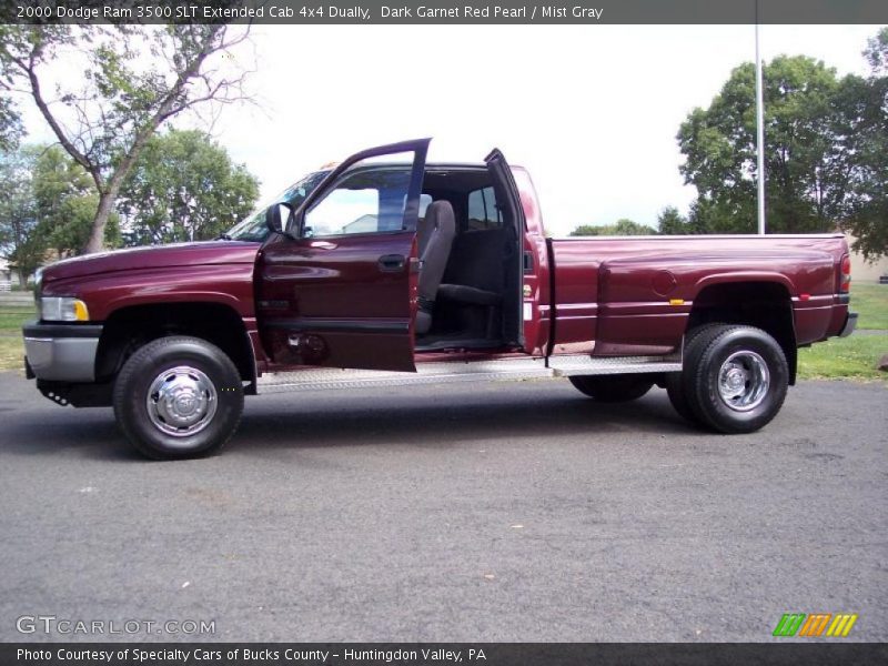 Dark Garnet Red Pearl / Mist Gray 2000 Dodge Ram 3500 SLT Extended Cab 4x4 Dually