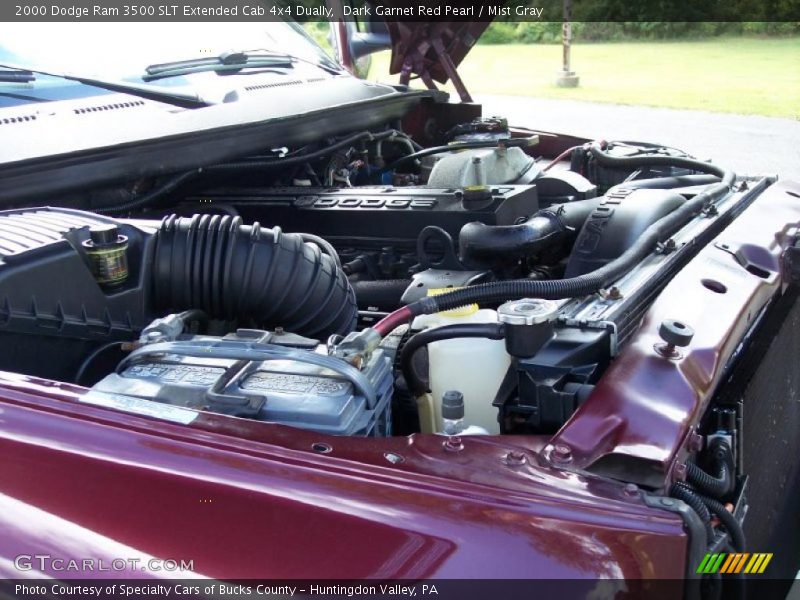 Dark Garnet Red Pearl / Mist Gray 2000 Dodge Ram 3500 SLT Extended Cab 4x4 Dually