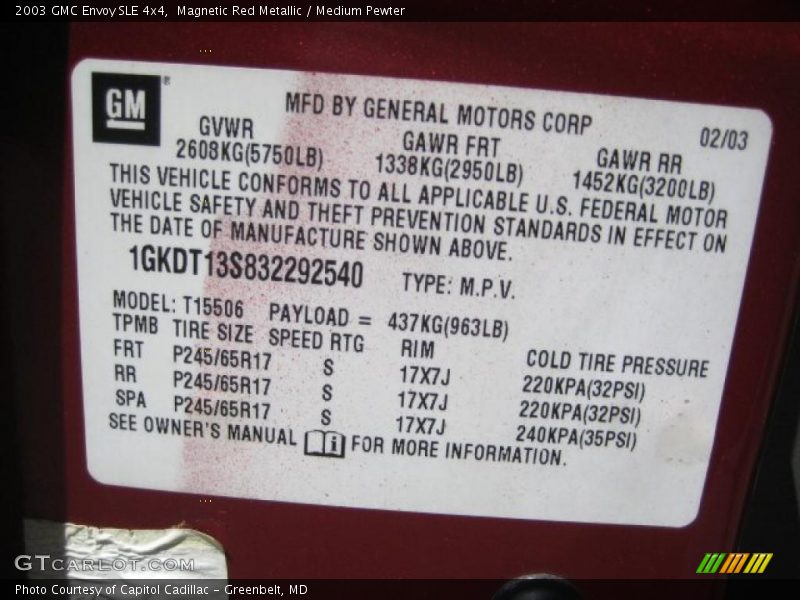 Magnetic Red Metallic / Medium Pewter 2003 GMC Envoy SLE 4x4
