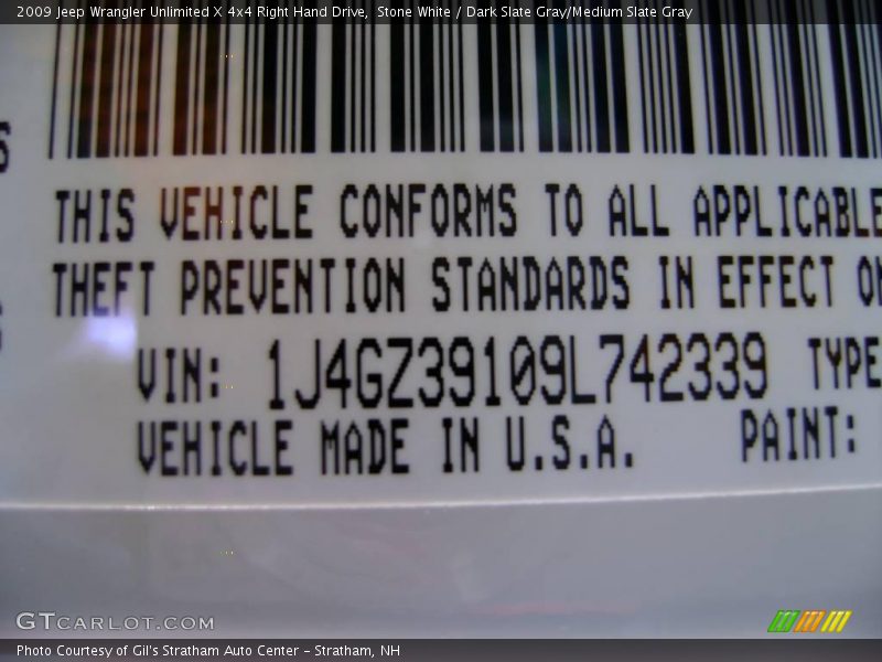 Stone White / Dark Slate Gray/Medium Slate Gray 2009 Jeep Wrangler Unlimited X 4x4 Right Hand Drive