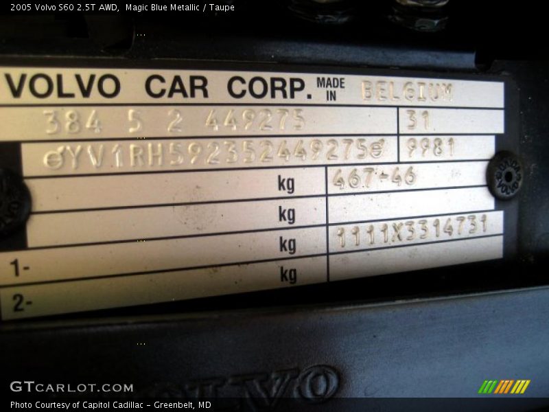 Magic Blue Metallic / Taupe 2005 Volvo S60 2.5T AWD