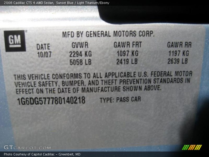 Sunset Blue / Light Titanium/Ebony 2008 Cadillac CTS 4 AWD Sedan