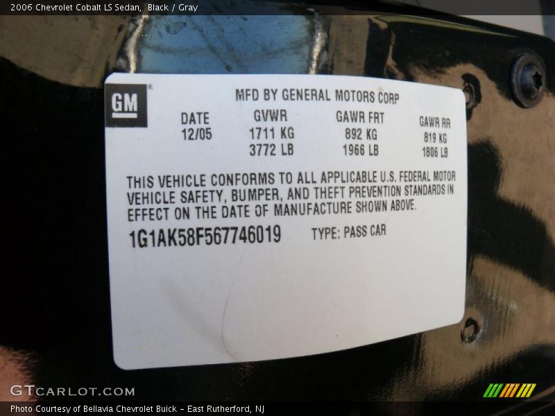 Black / Gray 2006 Chevrolet Cobalt LS Sedan