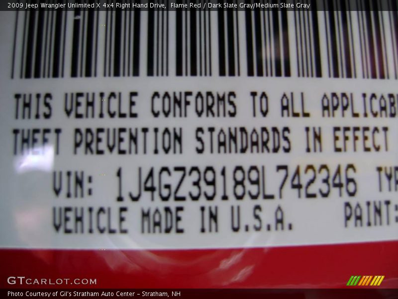 Flame Red / Dark Slate Gray/Medium Slate Gray 2009 Jeep Wrangler Unlimited X 4x4 Right Hand Drive