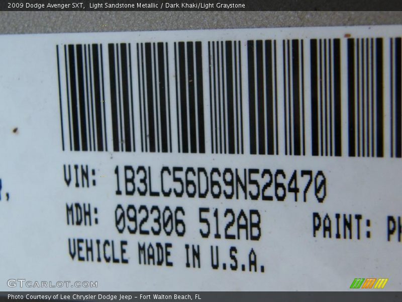 Light Sandstone Metallic / Dark Khaki/Light Graystone 2009 Dodge Avenger SXT
