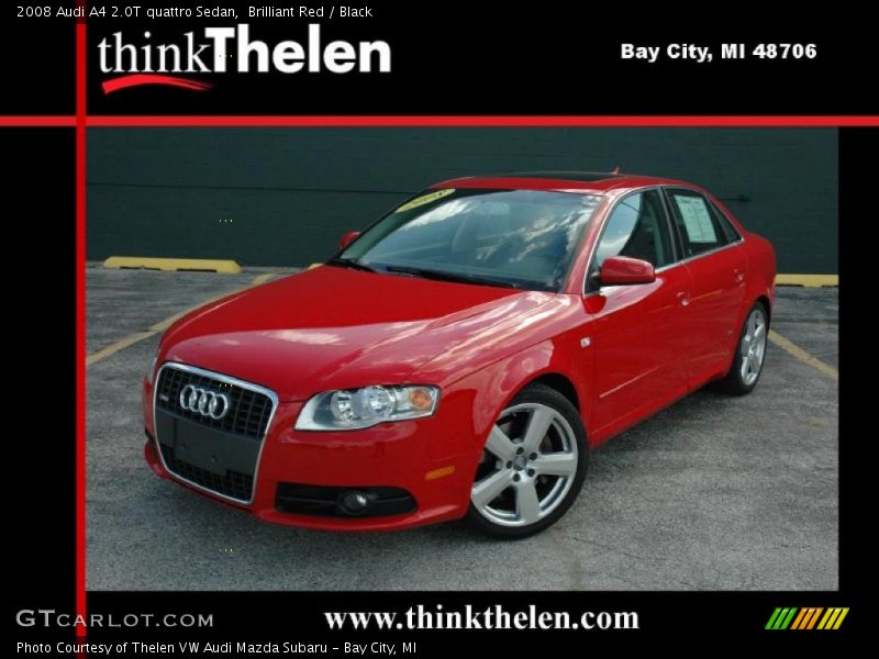 Brilliant Red / Black 2008 Audi A4 2.0T quattro Sedan