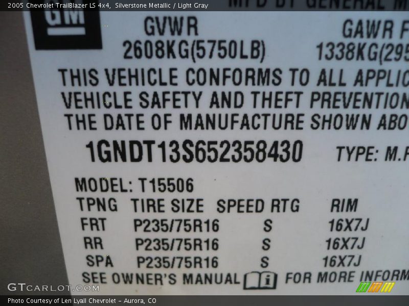 Silverstone Metallic / Light Gray 2005 Chevrolet TrailBlazer LS 4x4