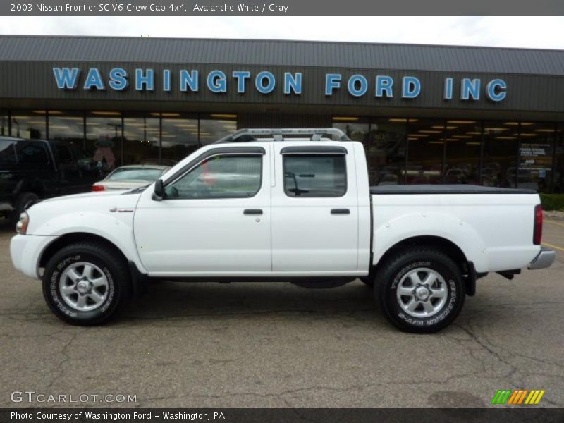 Avalanche White / Gray 2003 Nissan Frontier SC V6 Crew Cab 4x4