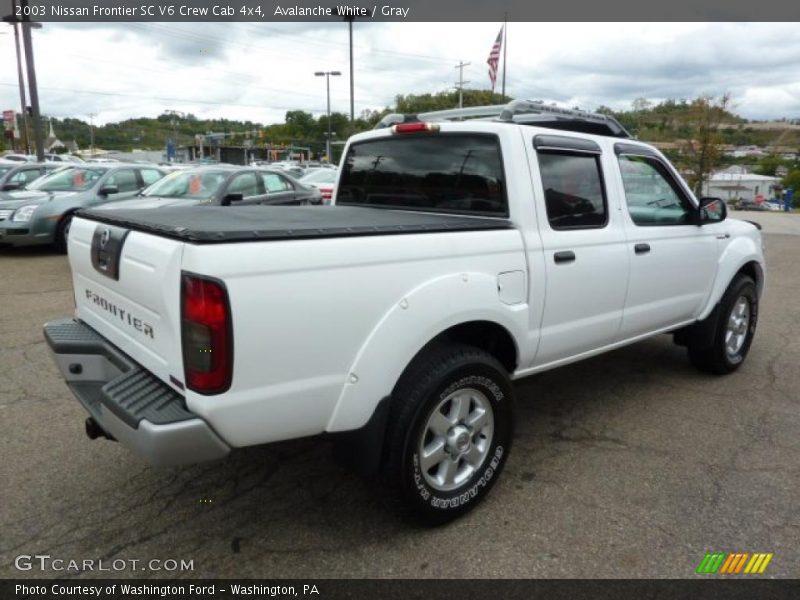Avalanche White / Gray 2003 Nissan Frontier SC V6 Crew Cab 4x4