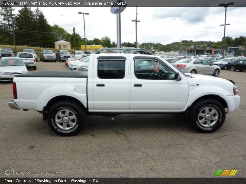 Avalanche White / Gray 2003 Nissan Frontier SC V6 Crew Cab 4x4