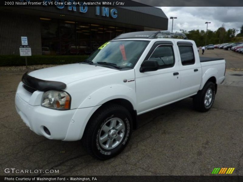 Avalanche White / Gray 2003 Nissan Frontier SC V6 Crew Cab 4x4