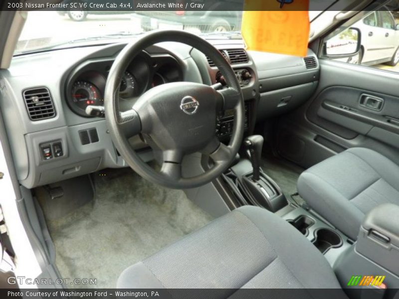 Avalanche White / Gray 2003 Nissan Frontier SC V6 Crew Cab 4x4