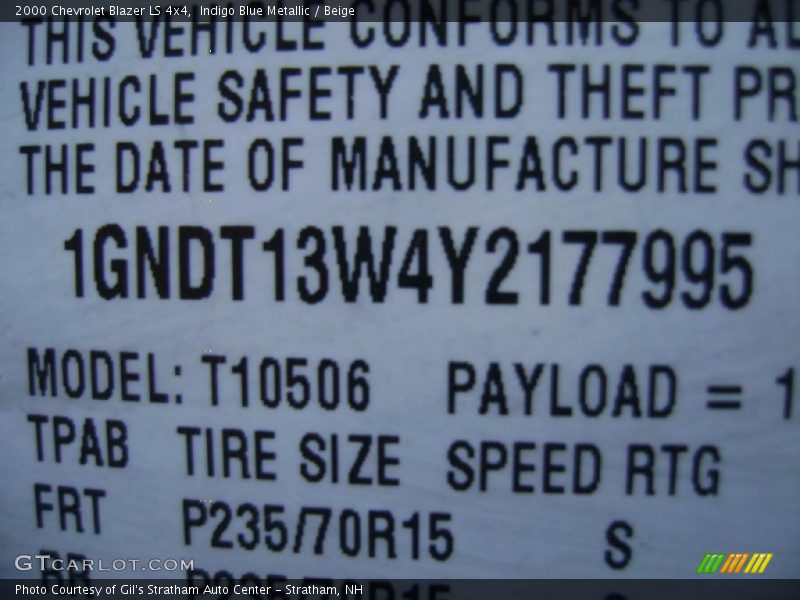 Indigo Blue Metallic / Beige 2000 Chevrolet Blazer LS 4x4