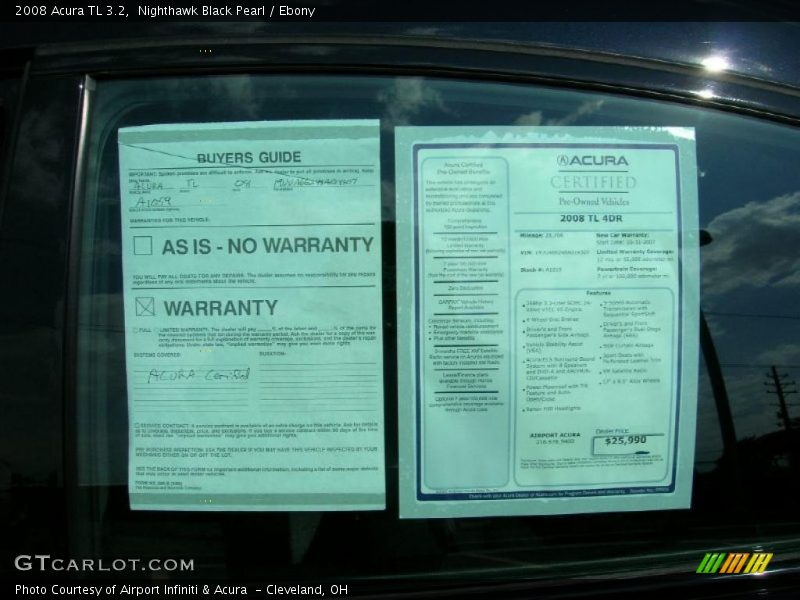 Nighthawk Black Pearl / Ebony 2008 Acura TL 3.2