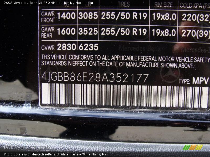 Black / Macadamia 2008 Mercedes-Benz ML 350 4Matic