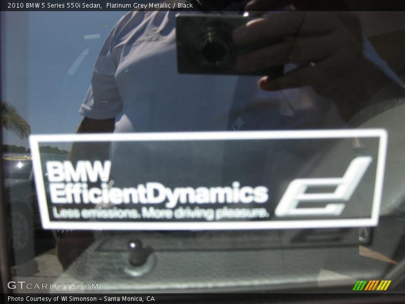 Platinum Grey Metallic / Black 2010 BMW 5 Series 550i Sedan