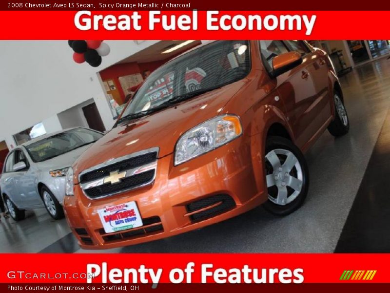 Spicy Orange Metallic / Charcoal 2008 Chevrolet Aveo LS Sedan