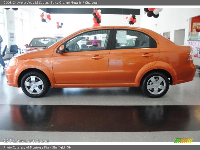Spicy Orange Metallic / Charcoal 2008 Chevrolet Aveo LS Sedan