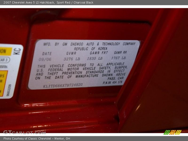Sport Red / Charcoal Black 2007 Chevrolet Aveo 5 LS Hatchback