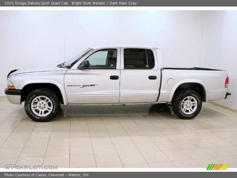 Bright Silver Metallic / Dark Slate Gray 2001 Dodge Dakota Sport Quad Cab