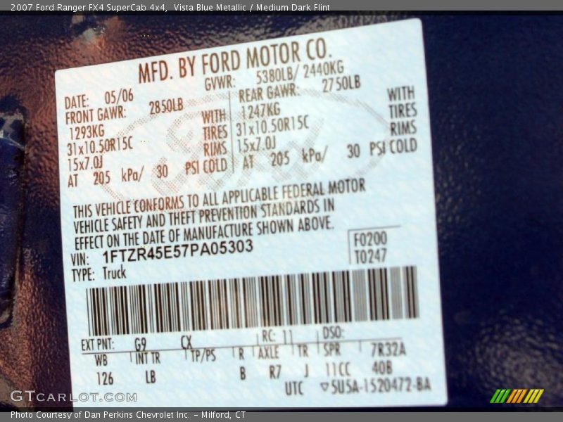 Vista Blue Metallic / Medium Dark Flint 2007 Ford Ranger FX4 SuperCab 4x4