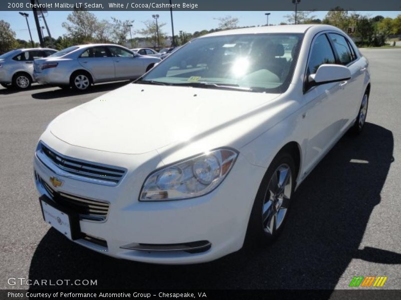 White / Cocoa/Cashmere Beige 2008 Chevrolet Malibu LT Sedan