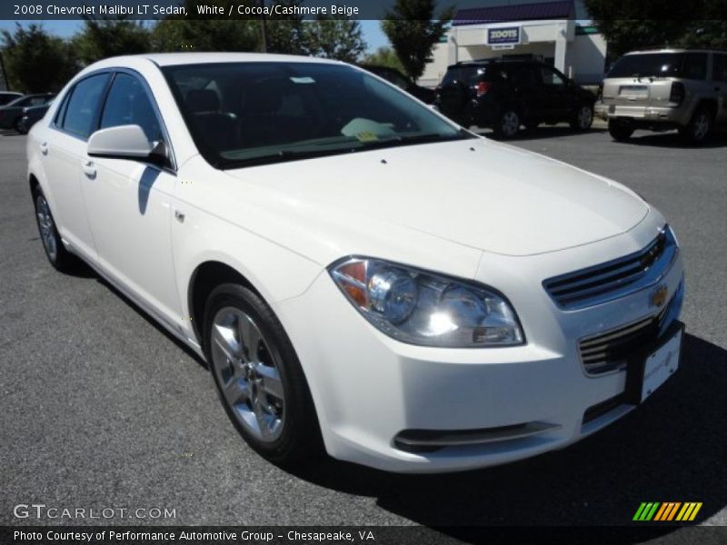 White / Cocoa/Cashmere Beige 2008 Chevrolet Malibu LT Sedan