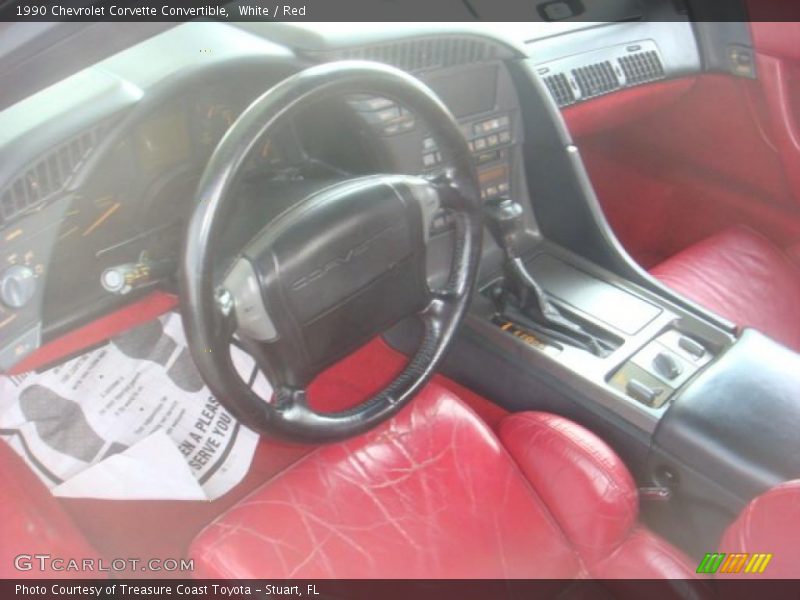 White / Red 1990 Chevrolet Corvette Convertible