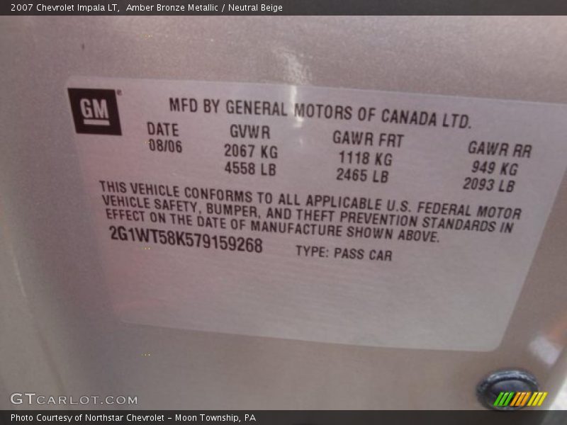 Amber Bronze Metallic / Neutral Beige 2007 Chevrolet Impala LT