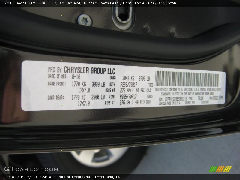 Rugged Brown Pearl / Light Pebble Beige/Bark Brown 2011 Dodge Ram 1500 SLT Quad Cab 4x4