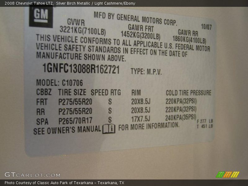 Silver Birch Metallic / Light Cashmere/Ebony 2008 Chevrolet Tahoe LTZ