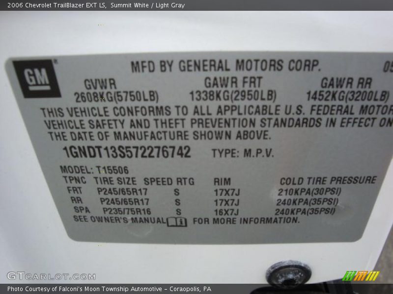 Summit White / Light Gray 2006 Chevrolet TrailBlazer EXT LS