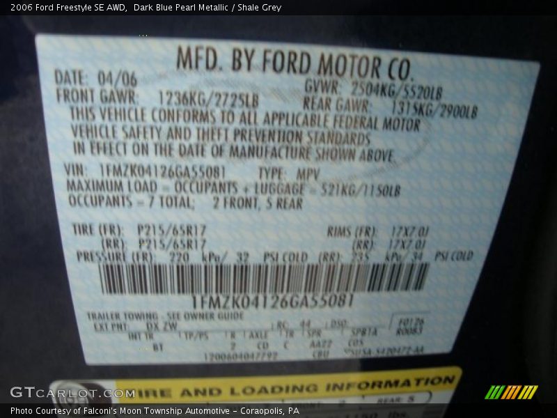 Dark Blue Pearl Metallic / Shale Grey 2006 Ford Freestyle SE AWD