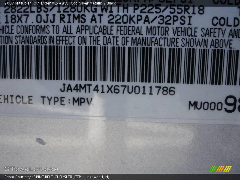 Cool Silver Metallic / Black 2007 Mitsubishi Outlander XLS 4WD