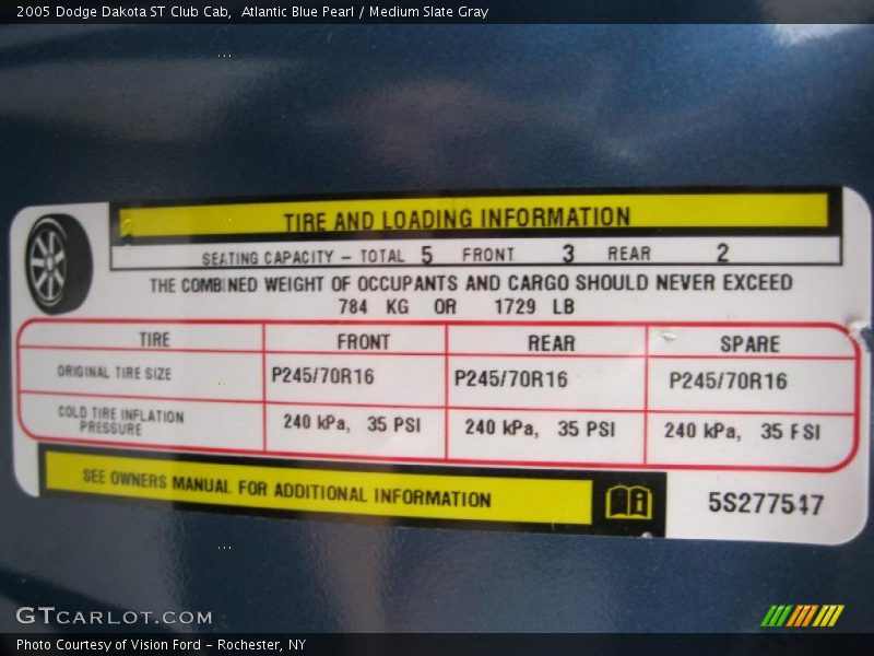 Atlantic Blue Pearl / Medium Slate Gray 2005 Dodge Dakota ST Club Cab