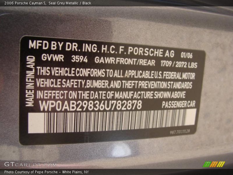Seal Grey Metallic / Black 2006 Porsche Cayman S