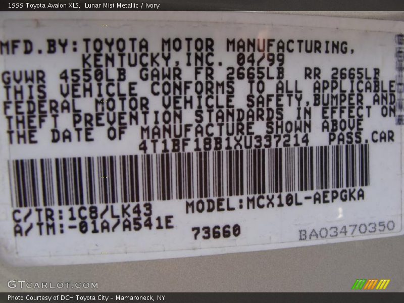 Lunar Mist Metallic / Ivory 1999 Toyota Avalon XLS