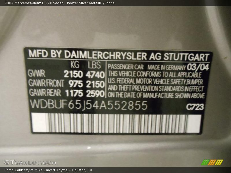 Pewter Silver Metallic / Stone 2004 Mercedes-Benz E 320 Sedan