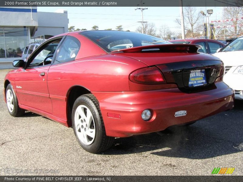 Red Orange Metallic / Graphite 2000 Pontiac Sunfire SE Coupe