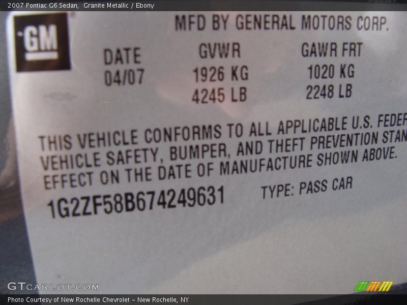 Granite Metallic / Ebony 2007 Pontiac G6 Sedan