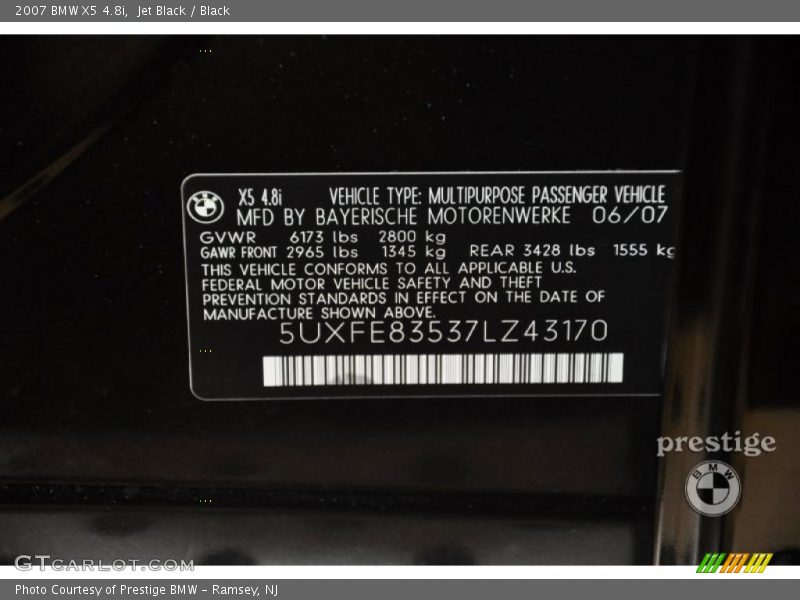 Jet Black / Black 2007 BMW X5 4.8i