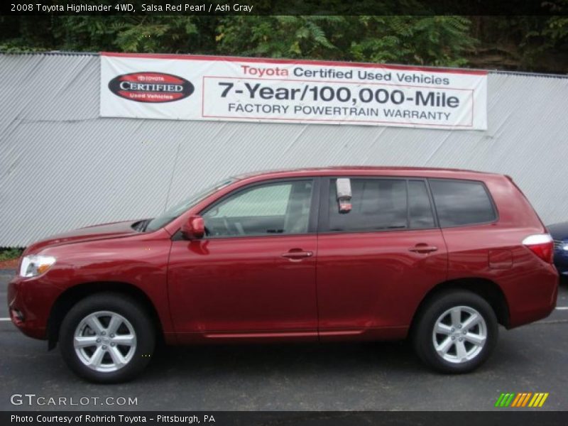 Salsa Red Pearl / Ash Gray 2008 Toyota Highlander 4WD