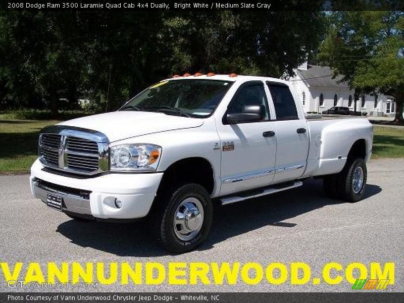 Bright White / Medium Slate Gray 2008 Dodge Ram 3500 Laramie Quad Cab 4x4 Dually