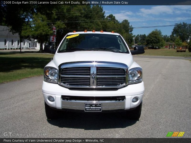 Bright White / Medium Slate Gray 2008 Dodge Ram 3500 Laramie Quad Cab 4x4 Dually