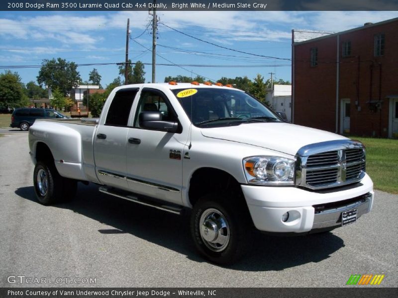 Bright White / Medium Slate Gray 2008 Dodge Ram 3500 Laramie Quad Cab 4x4 Dually