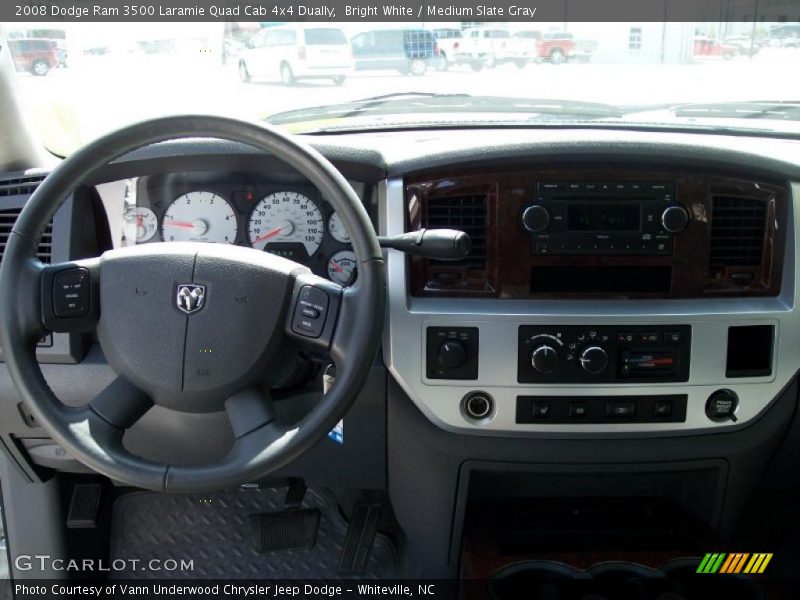 Bright White / Medium Slate Gray 2008 Dodge Ram 3500 Laramie Quad Cab 4x4 Dually