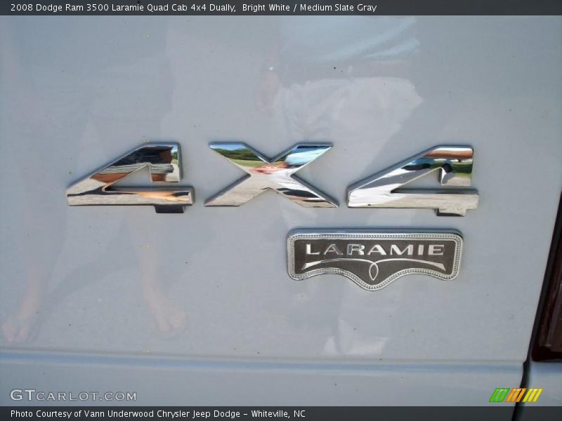 Bright White / Medium Slate Gray 2008 Dodge Ram 3500 Laramie Quad Cab 4x4 Dually