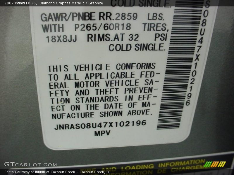 Diamond Graphite Metallic / Graphite 2007 Infiniti FX 35