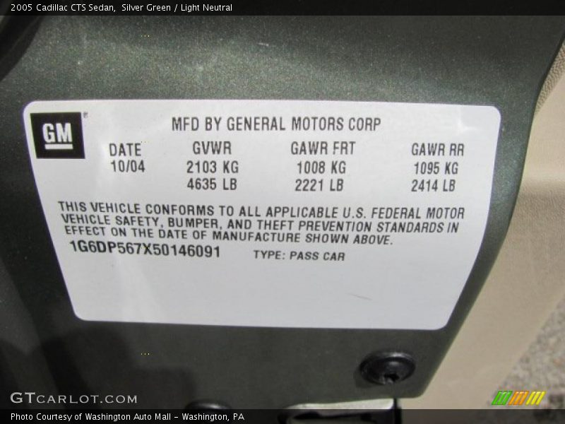 Silver Green / Light Neutral 2005 Cadillac CTS Sedan